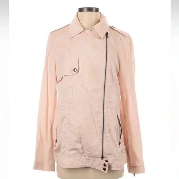Banana Republic Drapey Moto Lightweight Jacket in Pastel Pink Pearl Size S Small - Picture 2 of 6